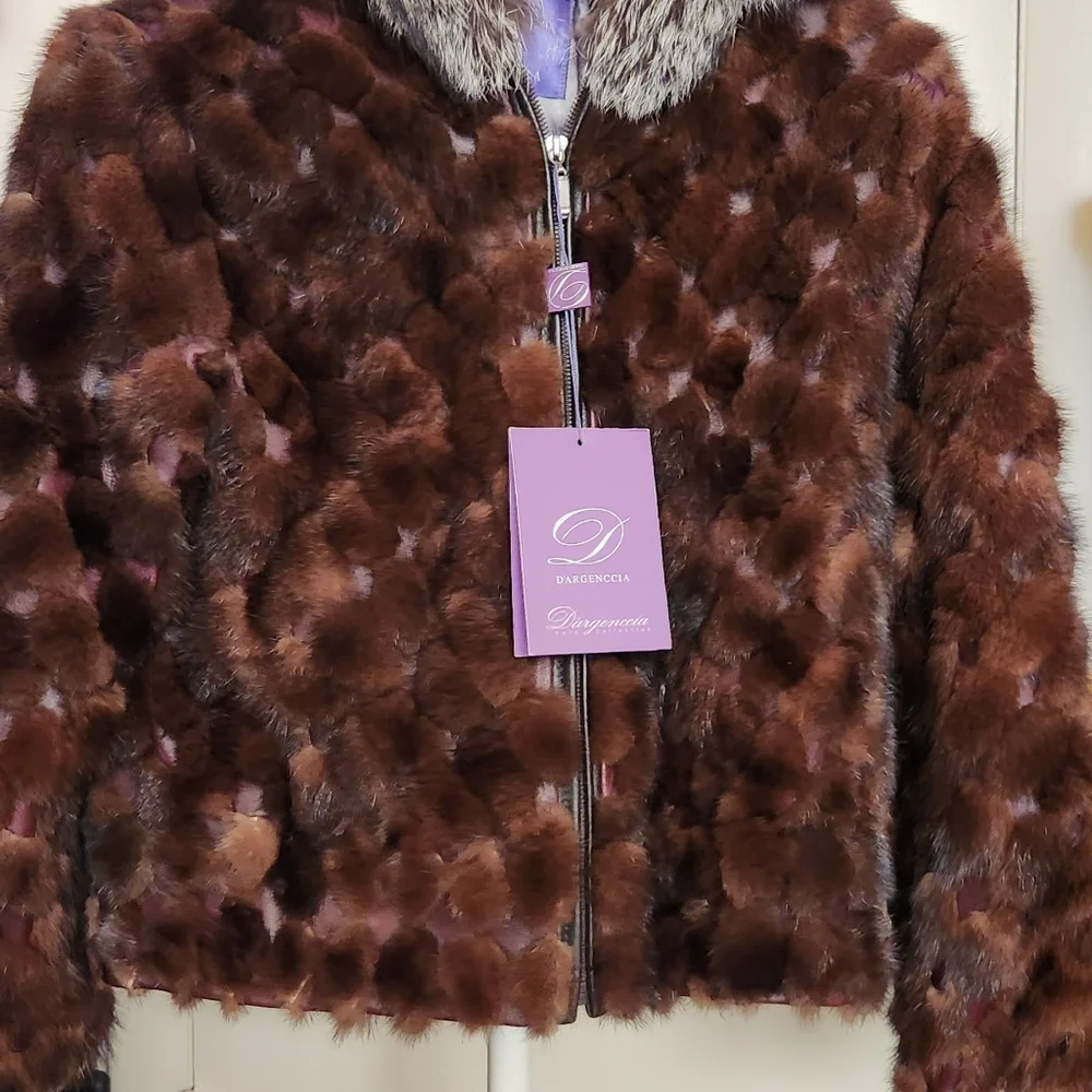 NWT Genuine Mink Fur Real Fox Fur Leather Coat  Only One Available - Picture 13 of 15